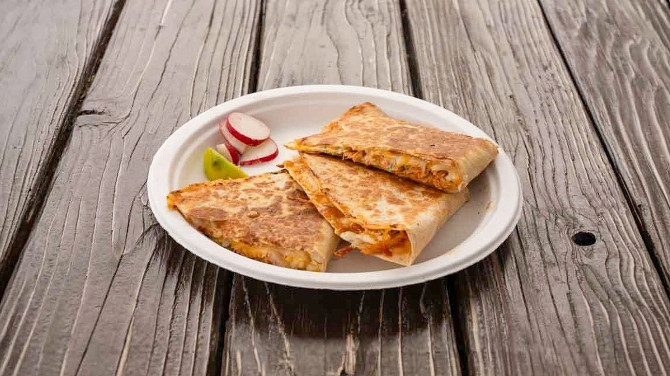 Quesadillas cut up and served